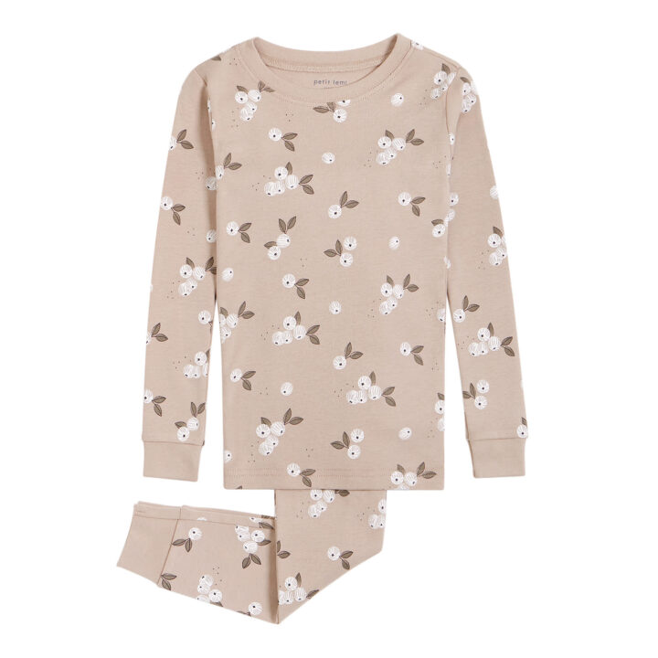 PETIT LEM - Ensemble pyjama taupe à imprimés de groseilles