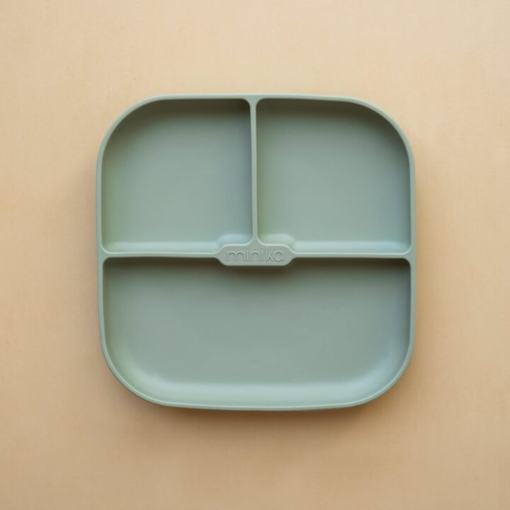 MINIKA - Assiette de Silicone avec Succion, Sauge