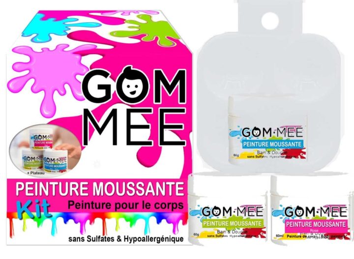 GOM.MEE - Boîte cadeau peinture moussante Bleu-Vert-Rose