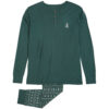 PETIT LEM - Ensemble à col henley vert forêt à motifs de sapin de Noël « Fair Isle » pour homme – Image 2