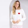 Petit Lem - Pull blanc cassé « petit coeur » pour femme