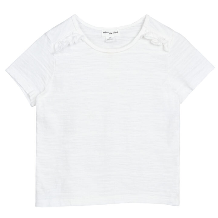 MILES - T-shirt blanc cassé en jersey texturé pour fille