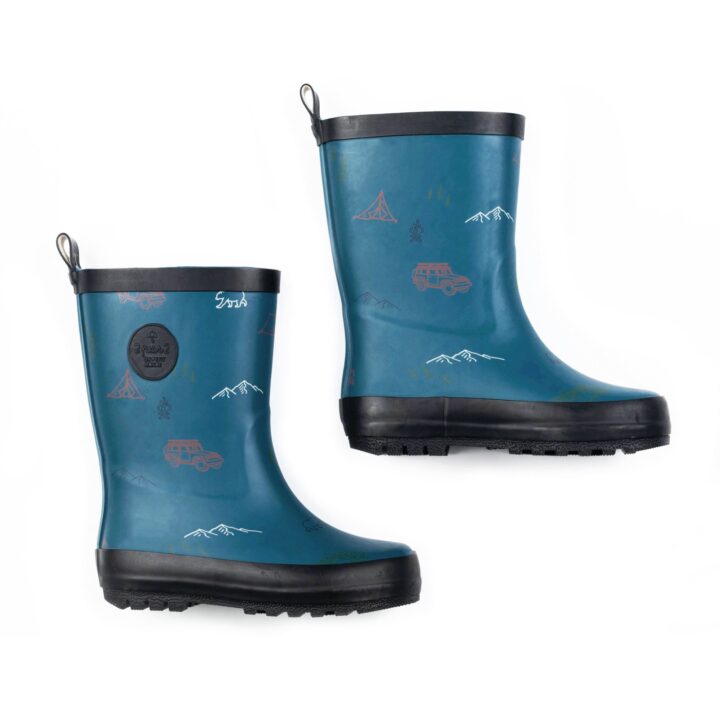 DEUX PAR DEUX - Bottes de pluie bleues imprimées éléments de camping
