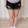 ROSE MATERNITÉ - Short en jeans délavés avec trous, Noir charbon – Image 4