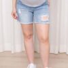 ROSE MATERNITÉ - Mom short usé, bleu pâle