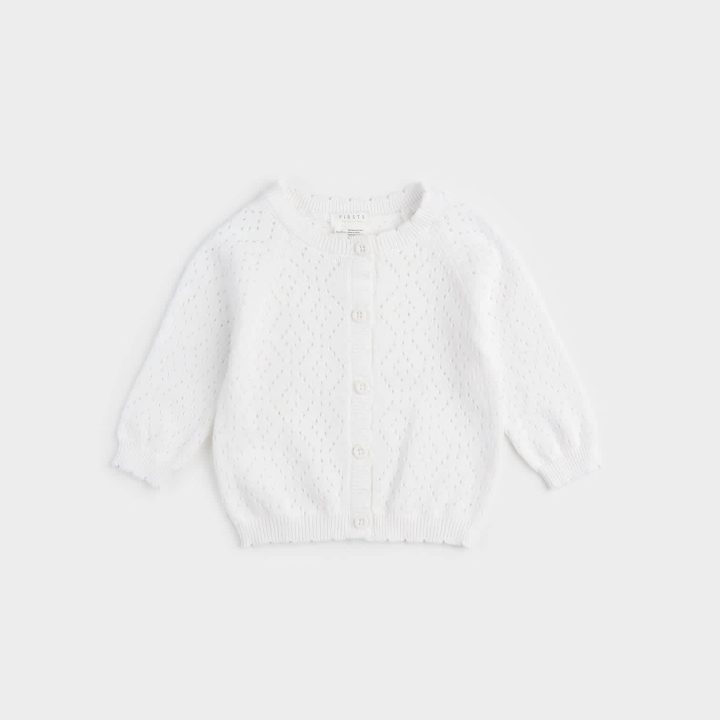 PETIT LEM - Cardigan blanc cassé en pointillé