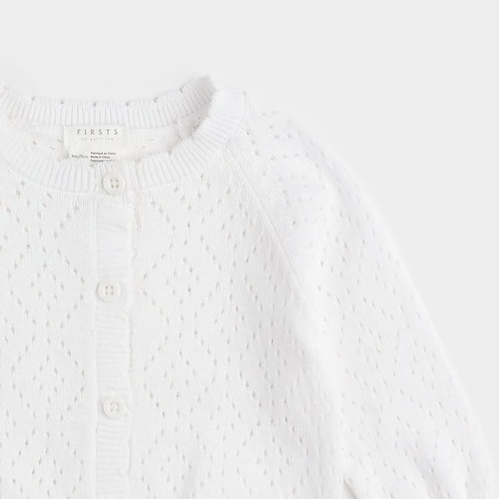 PETIT LEM - Cardigan blanc cassé en pointillé – Image 2