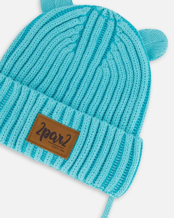DEUX PAR DEUX - Tuque en tricot avec oreilles - Turquoise – Image 4