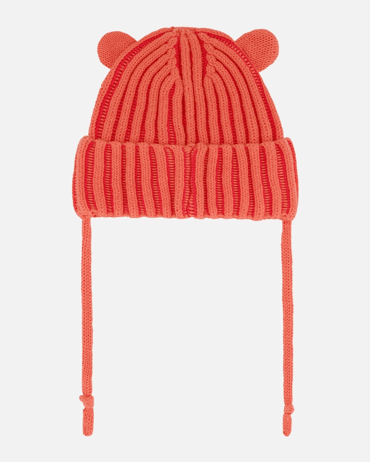 DEUX PAR DEUX - Tuque en tricot avec oreilles - Corail – Image 3