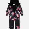 DEUX PAR DEUX - Habit de neige TEKNIK une-pièce noir imprimé de roses – Image 2