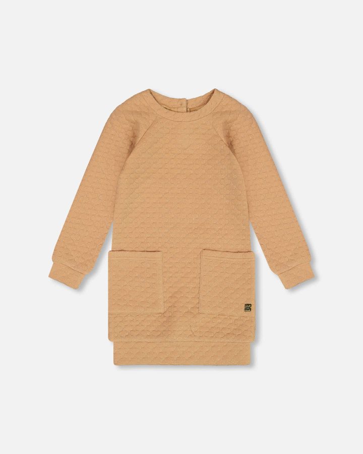 DEUX PAR DEUX - Robe matelassée brillante à manches longues avec poches brun doré