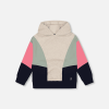 DEUX PAR DEUX - Sweat à capuchon bloc de couleurs beige, bleu marine et rose