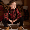 DEUX PAR DEUX - Chemise boutonnée à manches longues en flanelle à carreaux noir et rouge pour bébé – Image 2