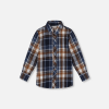 DEUX PAR DEUX - Chemise à manches longues à carreaux bleu et noisette