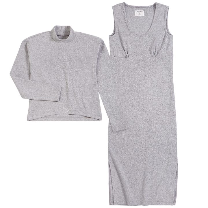 Ensemble robe et haut assortis gris pour femme (2 pcs.) – Image 2