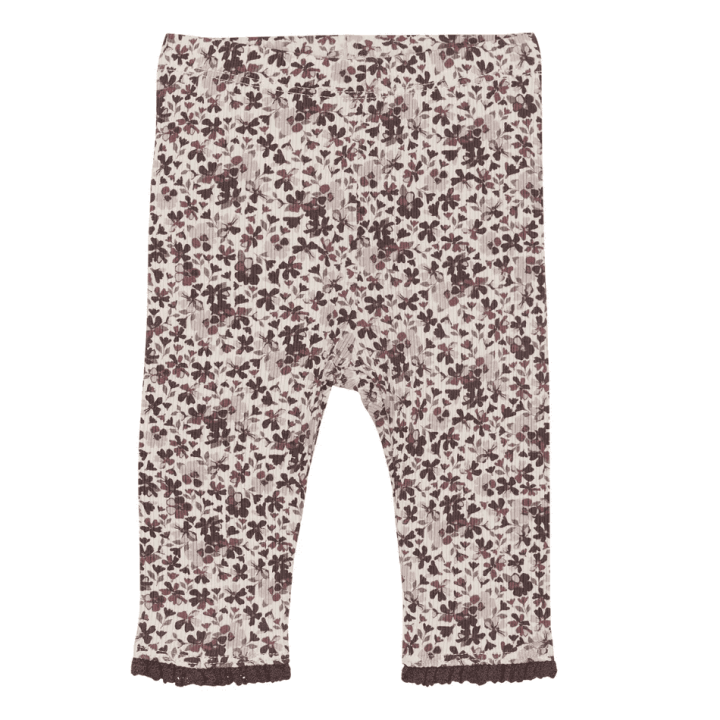 FIXONI - Legging côtelé, Fleur - Prune