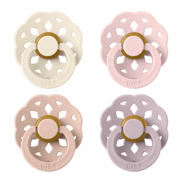 BIBS - Paquet de 4 Suces Bohème en latex, ivoire/blush/fleur/lilas sombre , Taille 2