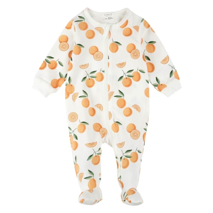 PETIT LEM -  Dormeuse blanc cassé à imprimé d'oranges