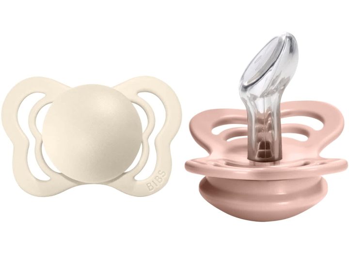 BIBS – Paquet de 2 Suces Couture en Silicone(Anatomique), Ivoire/Blush