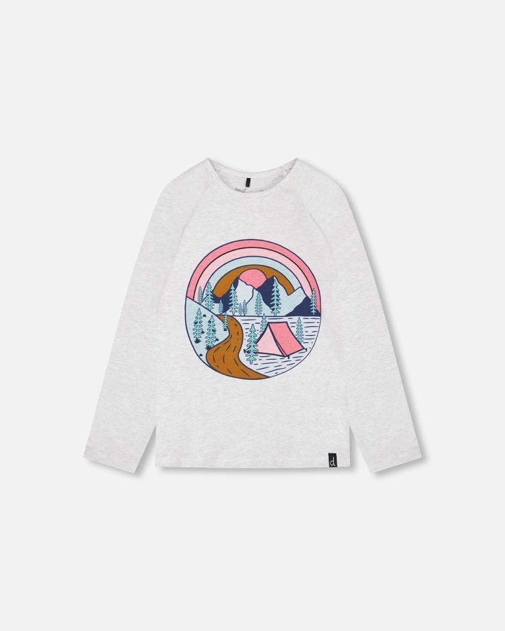 DEUX PAR DEUX - T-shirt à manches raglan imprimé bleu pâle chiné