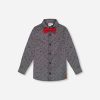DEUX PAR DEUX - Chemise en chambray gris imprimé de sapins avec noeud papillon