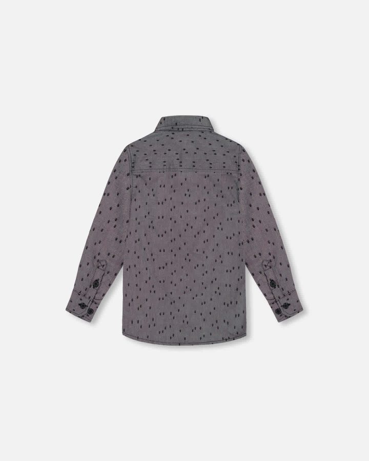 DEUX PAR DEUX - Chemise en chambray gris imprimé de sapins avec noeud papillon – Image 3