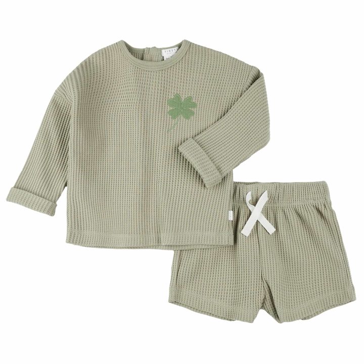 PETIT LEM - Ensemble thermal court thé vert avec trèfle