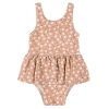 PETIT LEM - Maillot de bain à jupe rose à imprimés marguerites