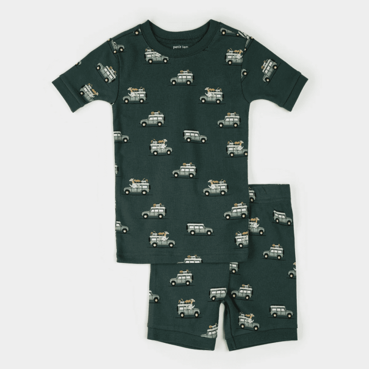 PETIT LEM - Ensemble pyjama été vert militaire à imprimé VUS safari