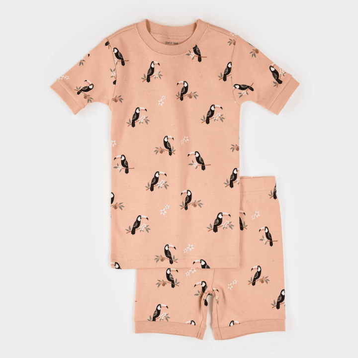 PETIT LEM - Ensemble pyjama été corail à imprimé toucans