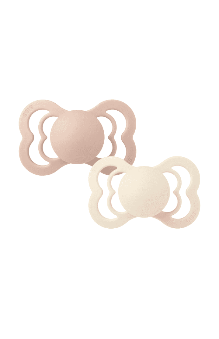 BIBS - Paquet de 2 suces Suprême (Tétine Symétrique) en Latex, Ivoire / Blush